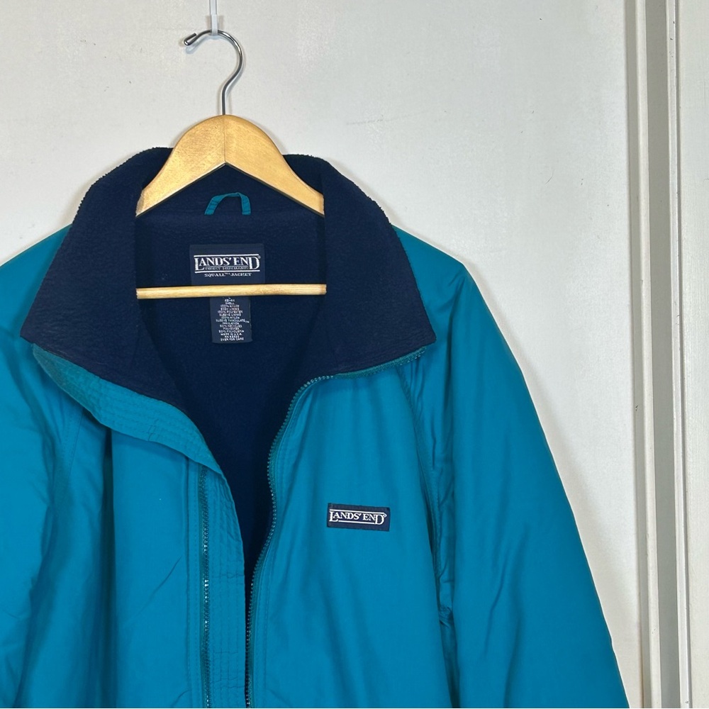 Lands End  Jacket Mens Tall L Teal Blue Fleece Lined Thinsulate Made in USA